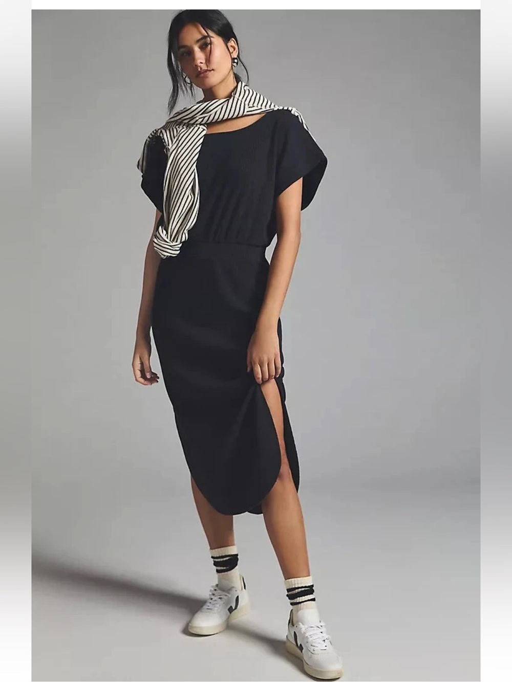 Daily Practice by Anthropologie Dolman-Sleeved Midi Dress Black Size Medium